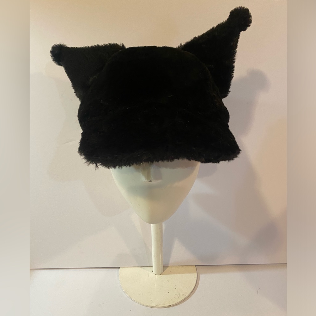 Kuromi Fluffy Faux Fur Low Cap With Ears By Sanrio Like New